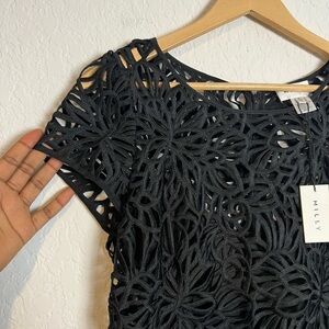 Milly Black Lace Overlay Cap Sleeve Dress Size 6